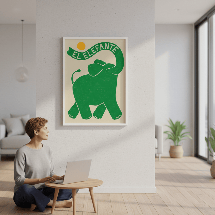 El Elefante Green by Manne Jalilian wall - art - picture - poster