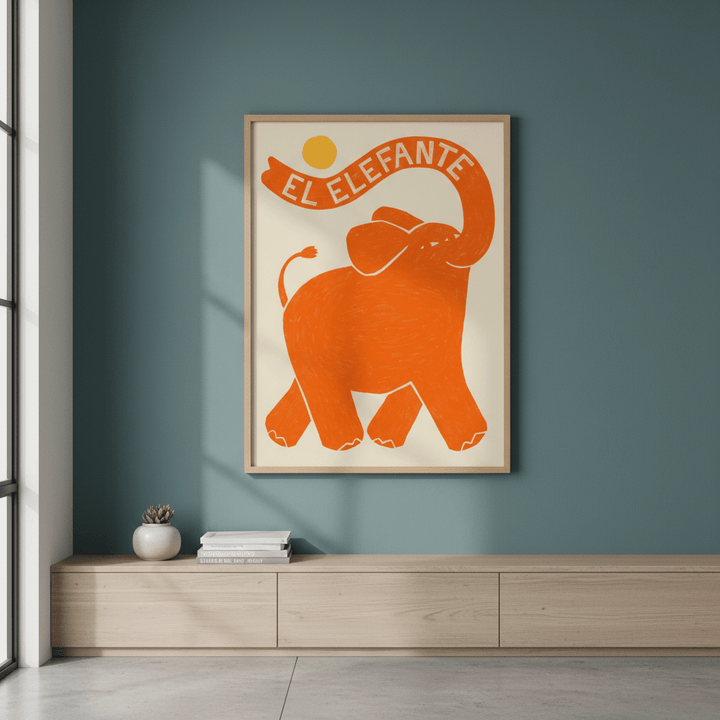 El Elefante Orange by Manne Jalilian wall - art - picture - poster