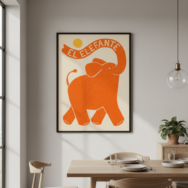 El Elefante Orange by Manne Jalilian wall - art - picture - poster