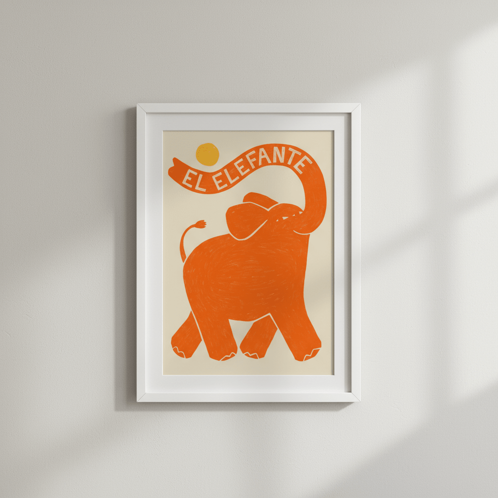 El Elefante Orange by Manne Jalilian wall - art - picture - poster