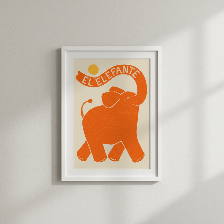 El Elefante Orange by Manne Jalilian wall - art - picture - poster