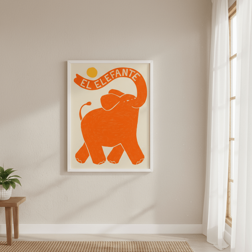 El Elefante Orange by Manne Jalilian wall - art - picture - poster