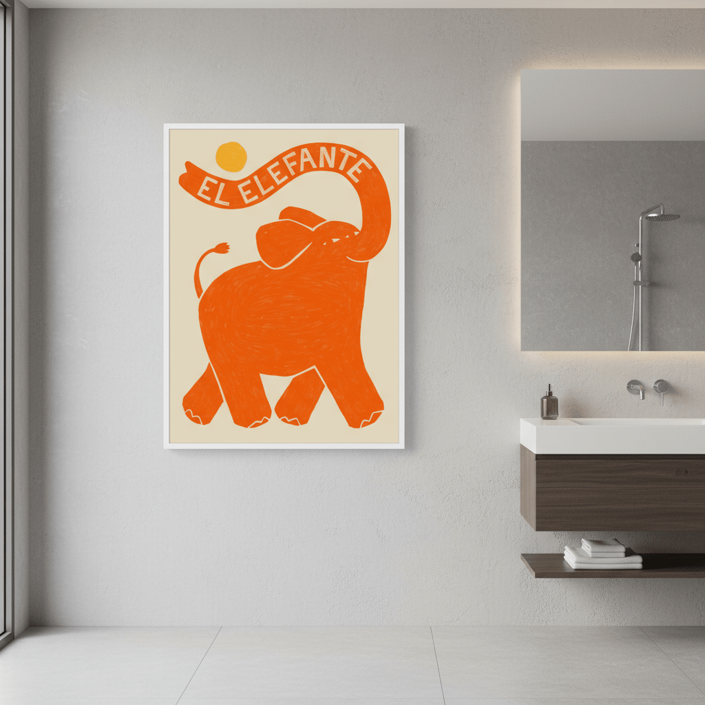 El Elefante Orange by Manne Jalilian wall - art - picture - poster