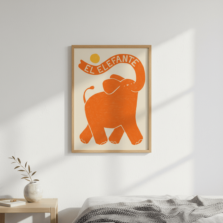 El Elefante Orange by Manne Jalilian wall - art - picture - poster