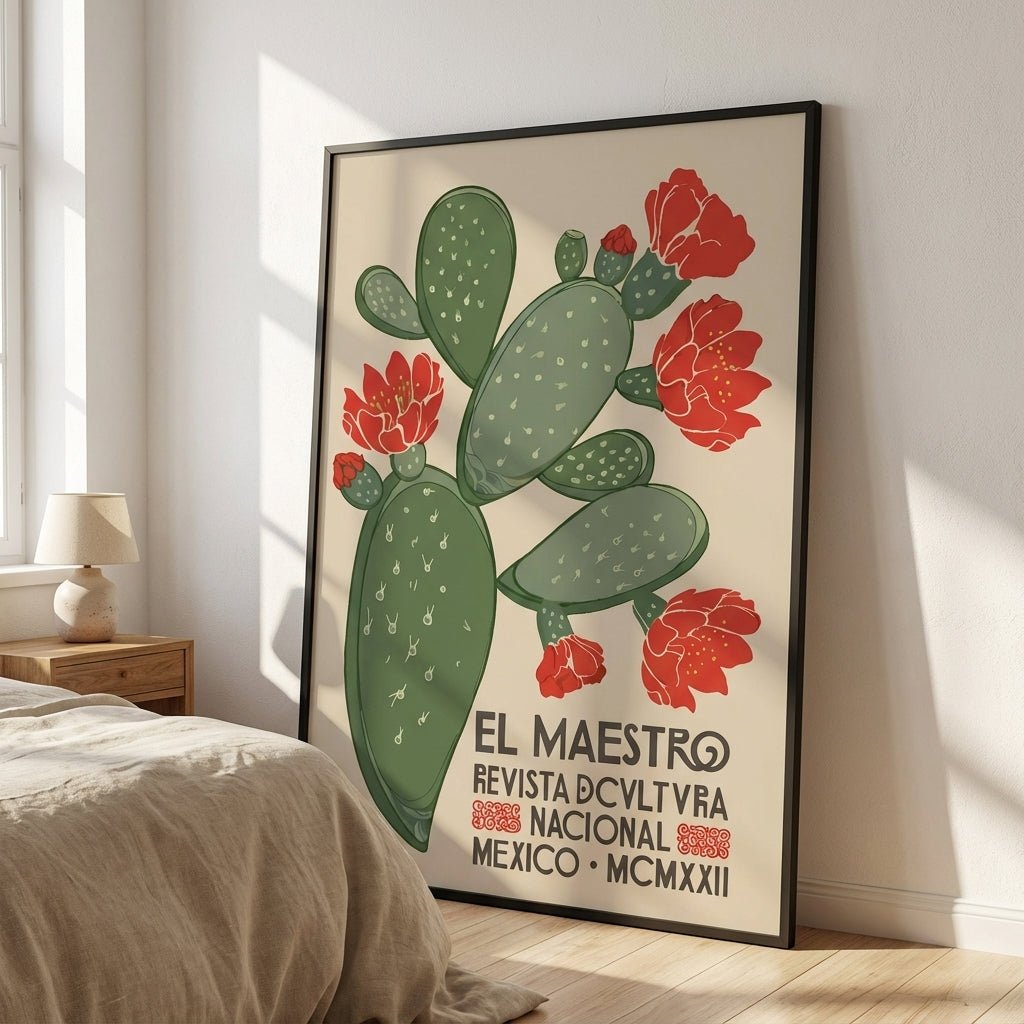El Maestro Cactus Print Vintage Mexico Wall Art wall - art - picture - poster
