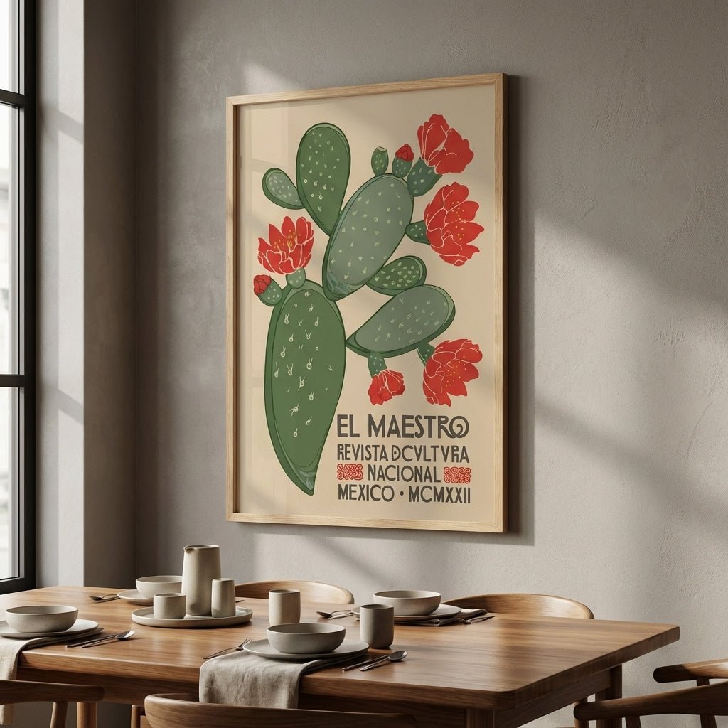 El Maestro Cactus Print Vintage Mexico Wall Art wall - art - picture - poster