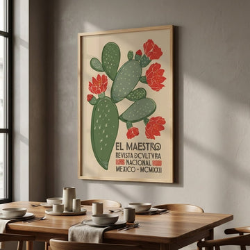 El Maestro Cactus Print Vintage Mexico Wall Art wall - art - picture - poster