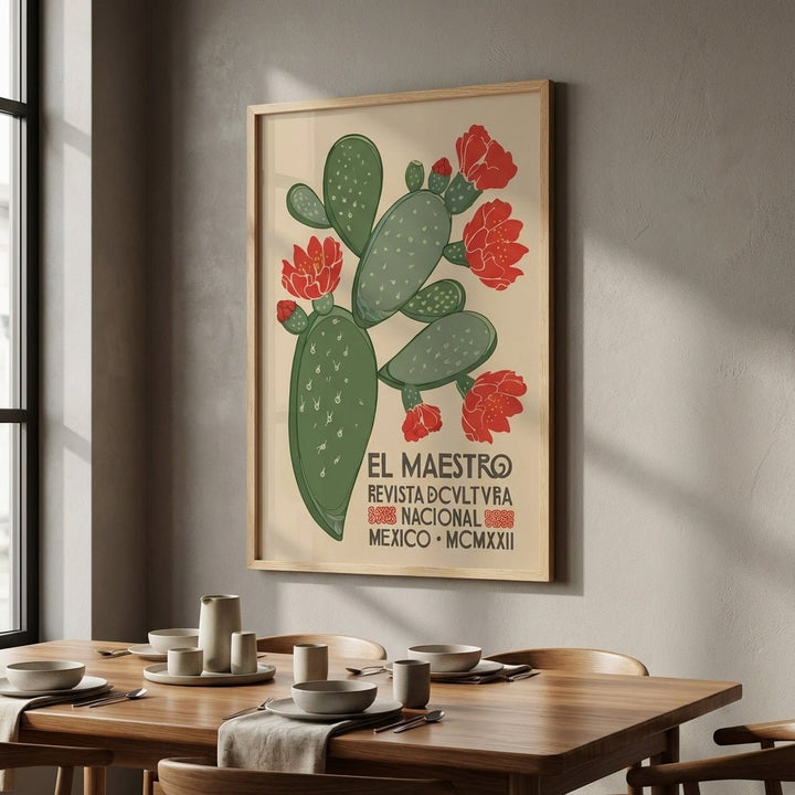 El Maestro Cactus Print Vintage Mexico Wall Art wall - art - picture - poster