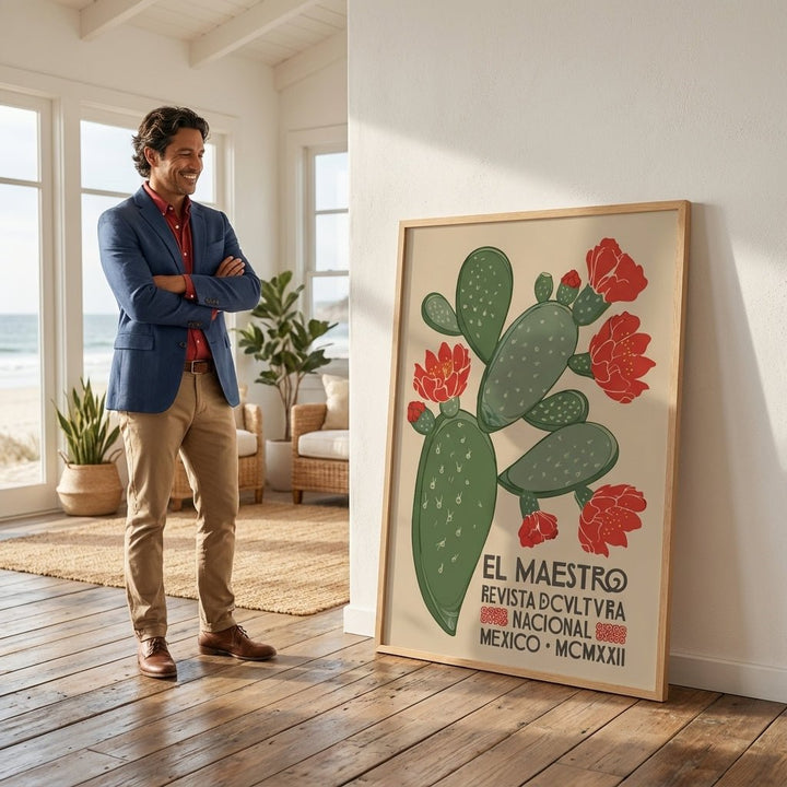 El Maestro Cactus Print Vintage Mexico Wall Art wall - art - picture - poster