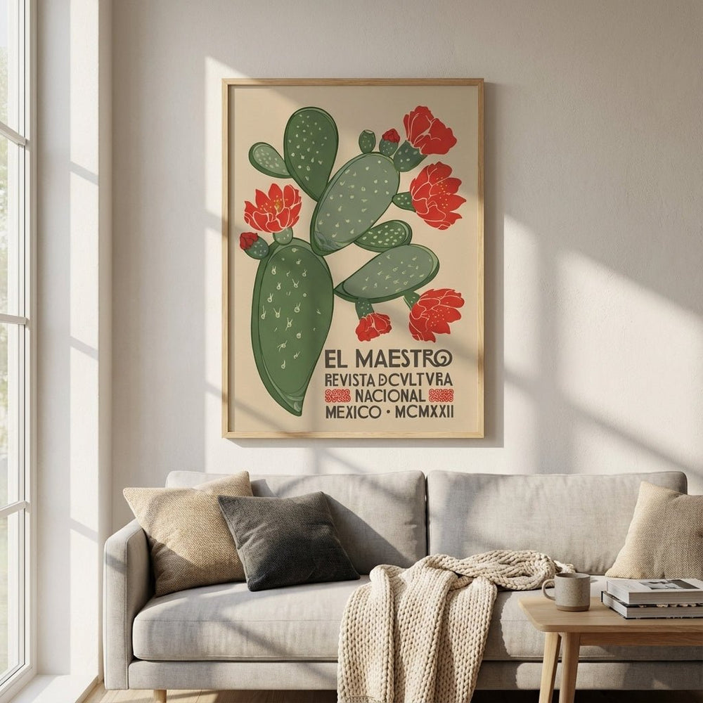El Maestro Cactus Print Vintage Mexico Wall Art wall - art - picture - poster