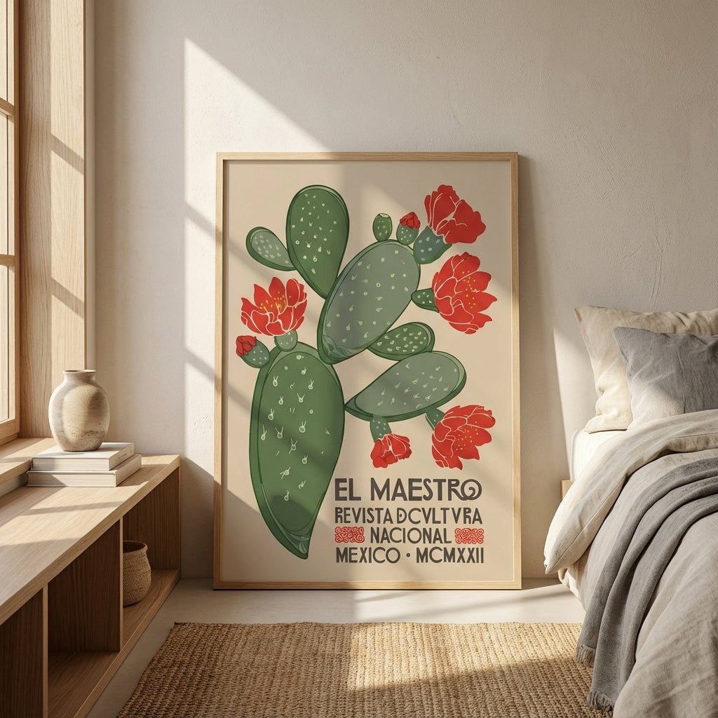 El Maestro Cactus Print Vintage Mexico Wall Art wall - art - picture - poster