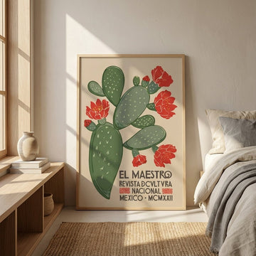 El Maestro Cactus Print Vintage Mexico Wall Art wall - art - picture - poster