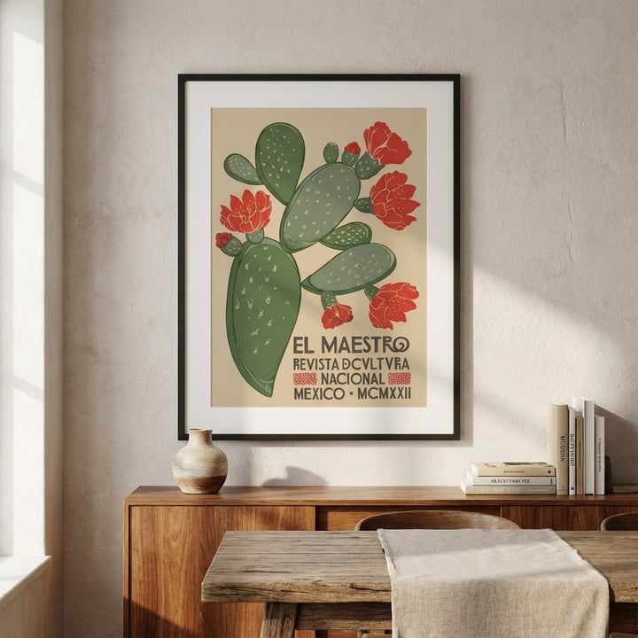 El Maestro Cactus Print Vintage Mexico Wall Art wall - art - picture - poster