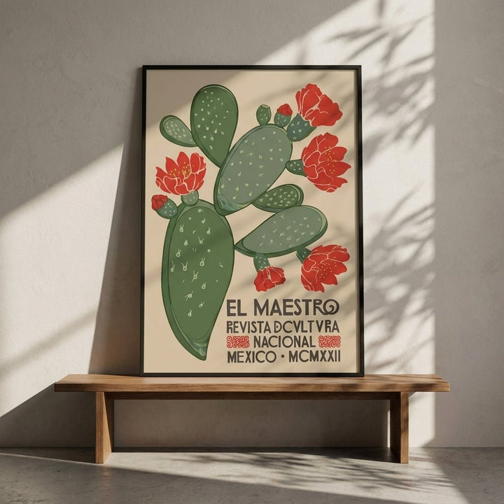 El Maestro Cactus Print Vintage Mexico Wall Art wall - art - picture - poster