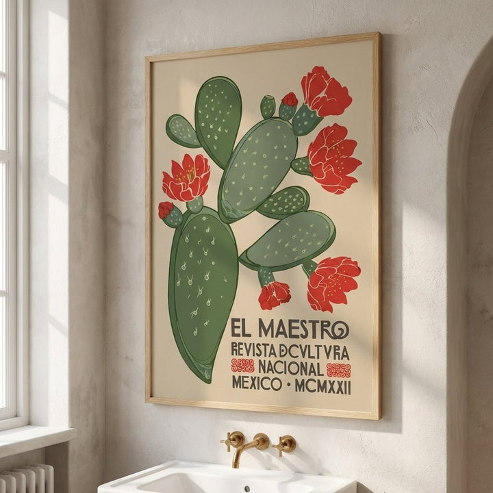 El Maestro Cactus Print Vintage Mexico Wall Art wall - art - picture - poster