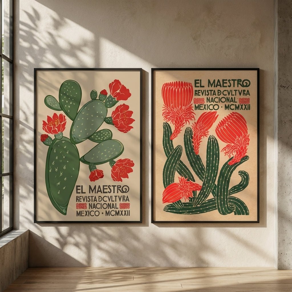 El Maestro Vintage Mexican Poster Set of 2 Prints wall - art - picture - poster