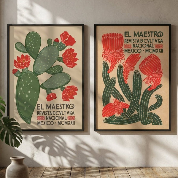 El Maestro Vintage Mexican Poster Set of 2 Prints | Art & Canvas Print