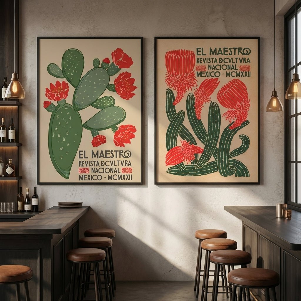 El Maestro Vintage Mexican Poster Set of 2 Prints wall - art - picture - poster