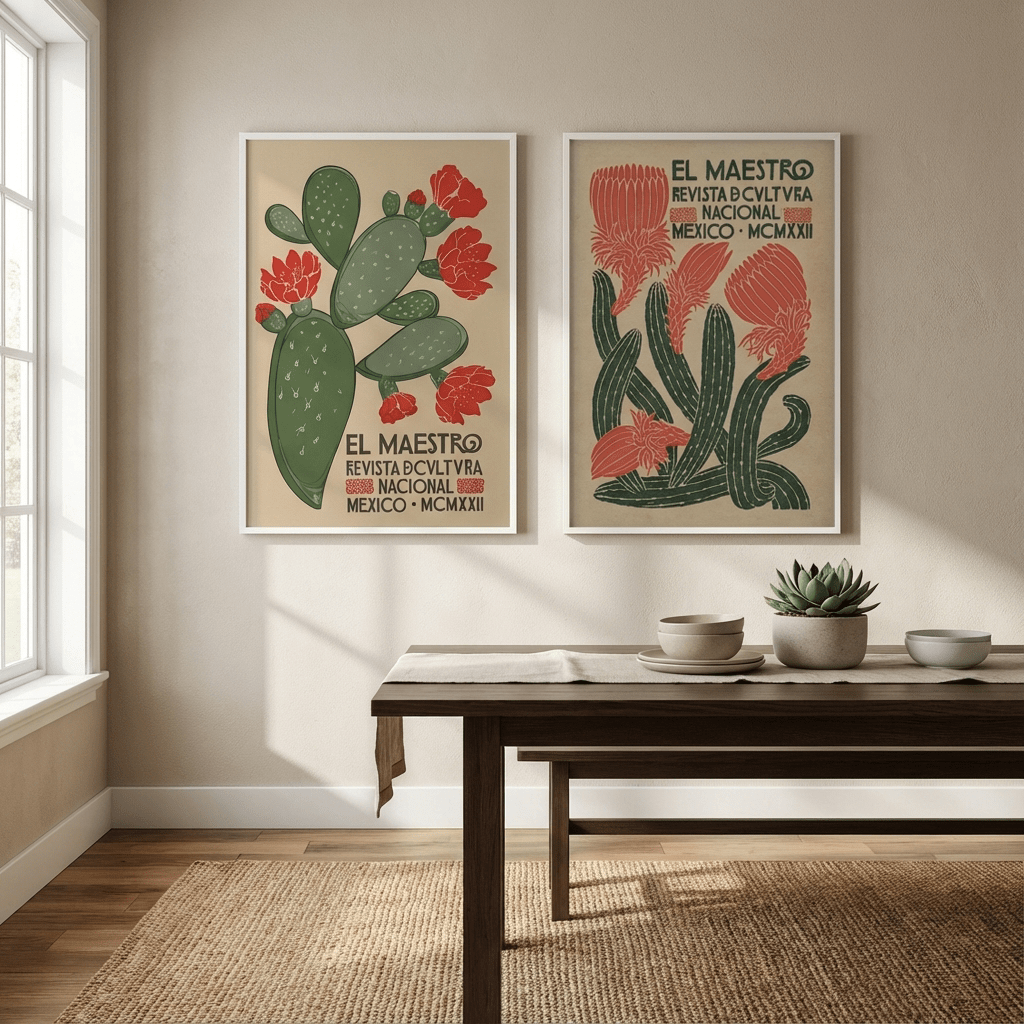 El Maestro Vintage Mexican Poster Set of 2 Prints wall - art - picture - poster