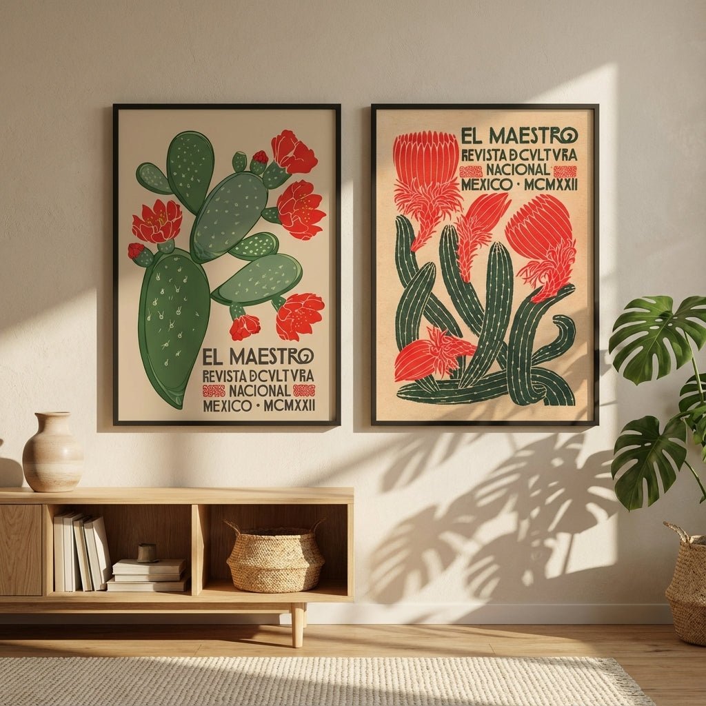 El Maestro Vintage Mexican Poster Set of 2 Prints wall - art - picture - poster