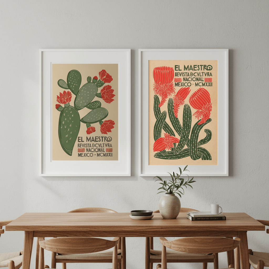 El Maestro Vintage Mexican Poster Set of 2 Prints wall - art - picture - poster
