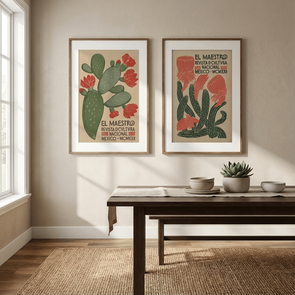 El Maestro Vintage Mexican Poster Set of 2 Prints wall - art - picture - poster