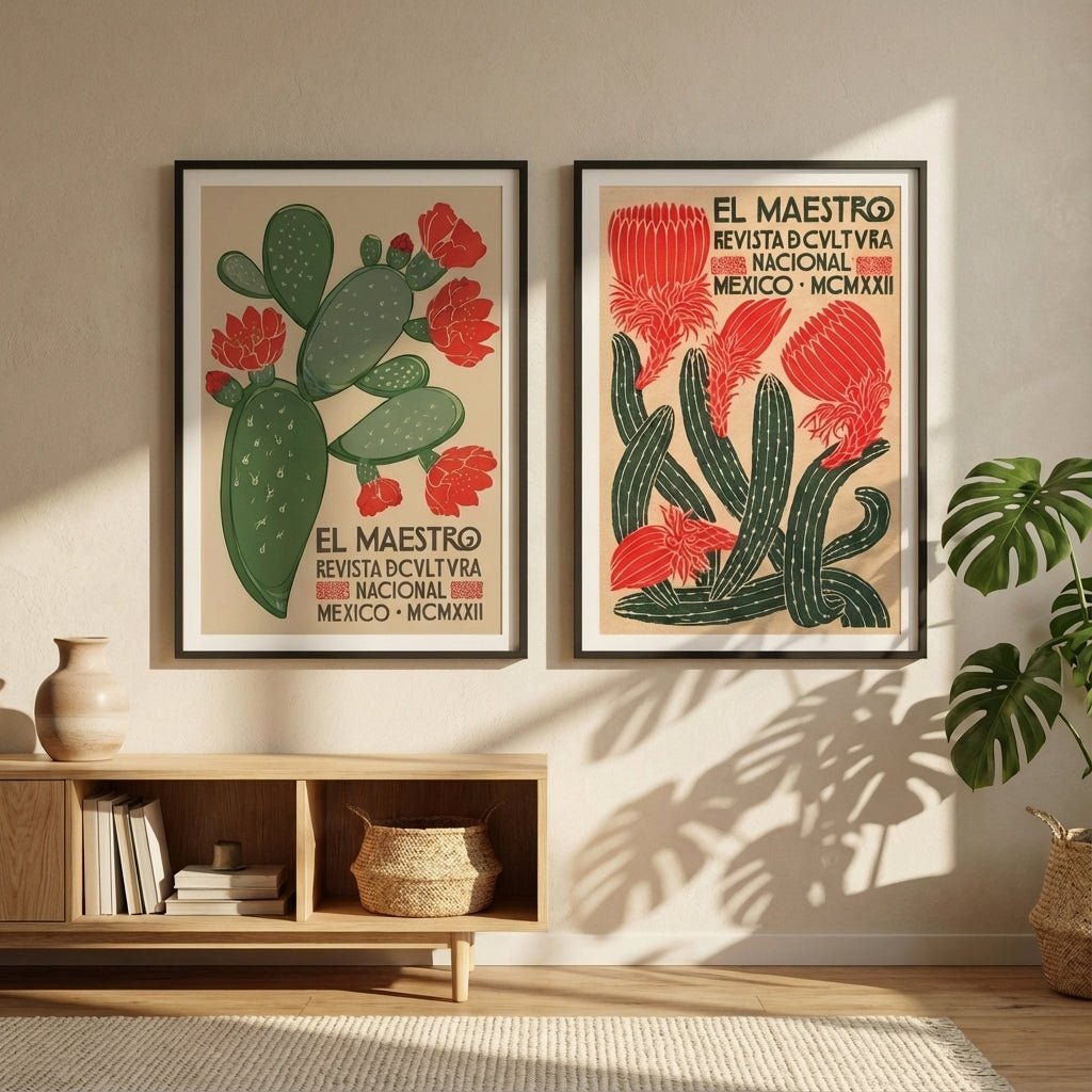 El Maestro Vintage Mexican Poster Set of 2 Prints wall - art - picture - poster