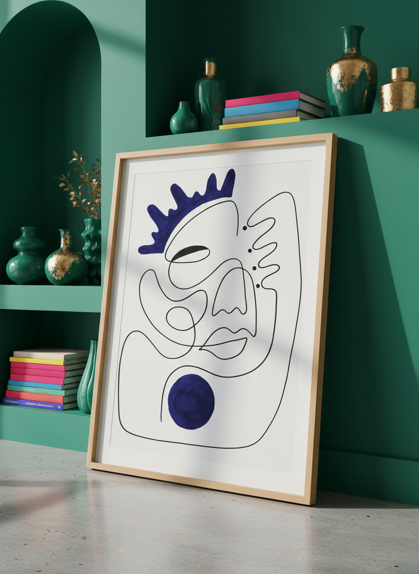 Bold wall art styled in a colourful, eclectic modern home