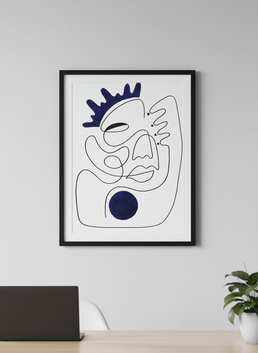 Contemporary wall art featured in a bright modern office workspace