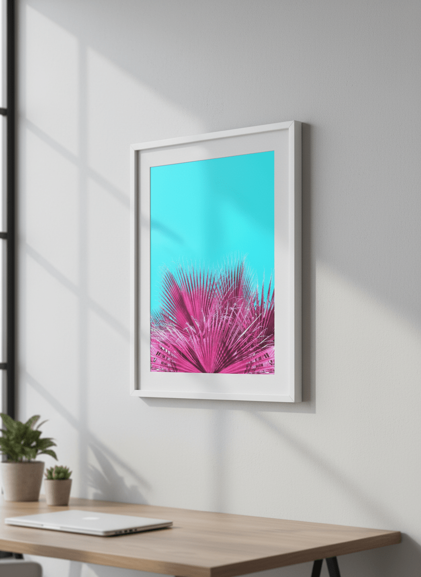 Contemporary wall art featured in a bright modern office workspace