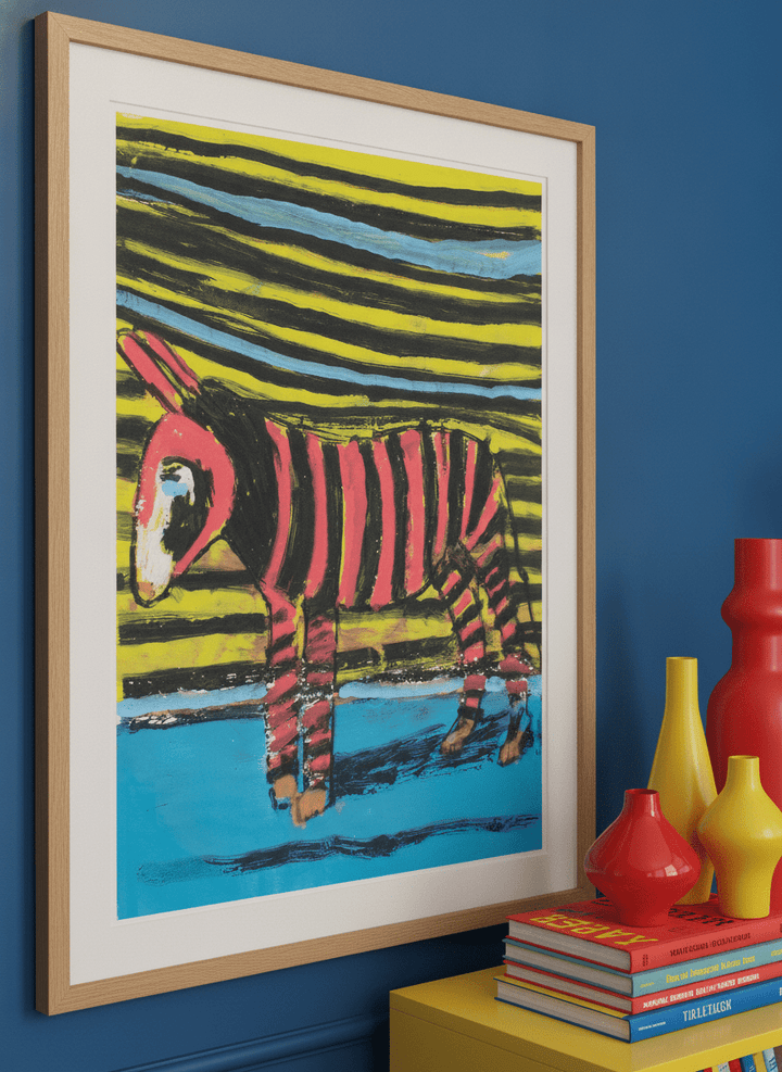 Bold wall art styled in a colourful, eclectic modern home