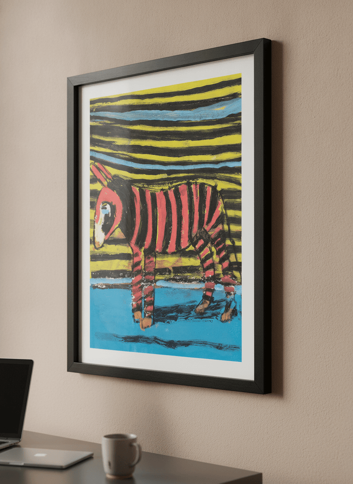 Contemporary wall art featured in a bright modern office workspace