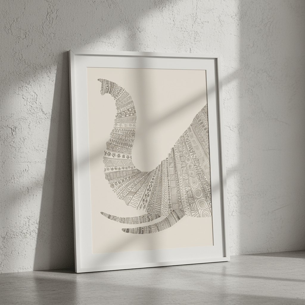 Elephant on Beige by Florent Bodart wall - art - picture - poster