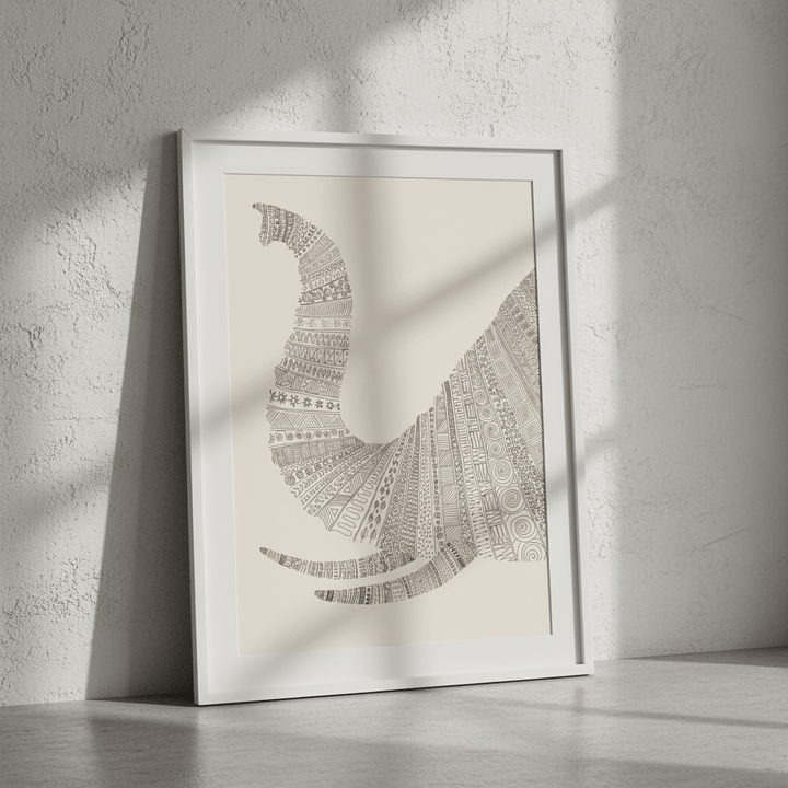 Elephant on Beige by Florent Bodart wall - art - picture - poster