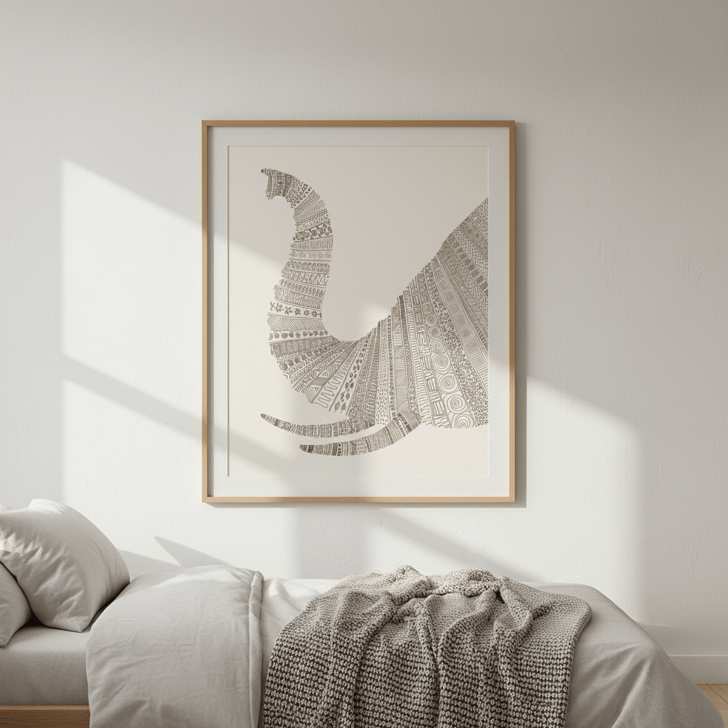 Elephant on Beige by Florent Bodart wall - art - picture - poster