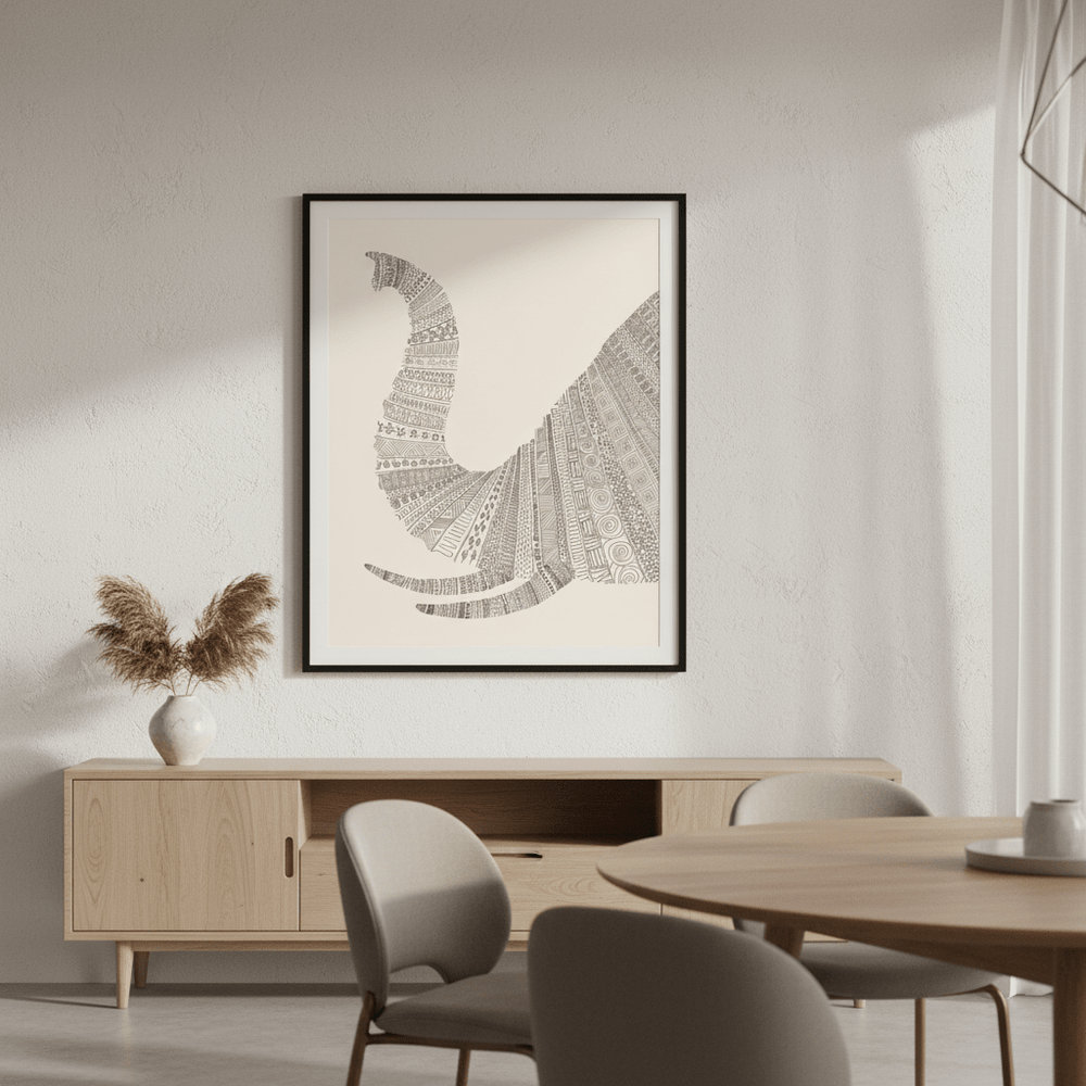 Elephant on Beige by Florent Bodart wall - art - picture - poster