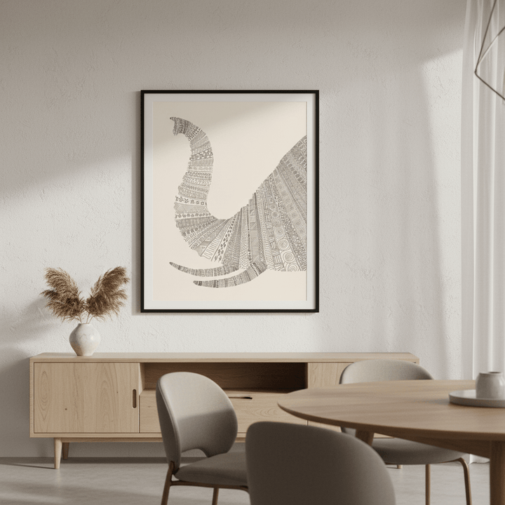 Elephant on Beige by Florent Bodart wall - art - picture - poster