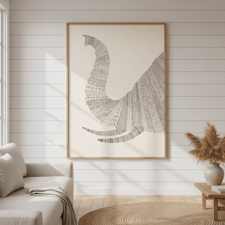 Elephant on Beige by Florent Bodart wall - art - picture - poster
