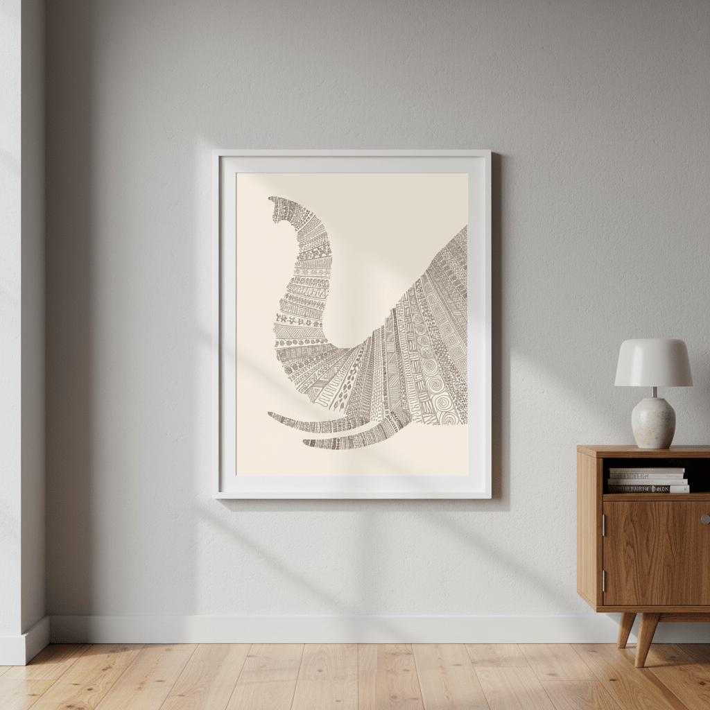 Elephant on Beige by Florent Bodart wall - art - picture - poster