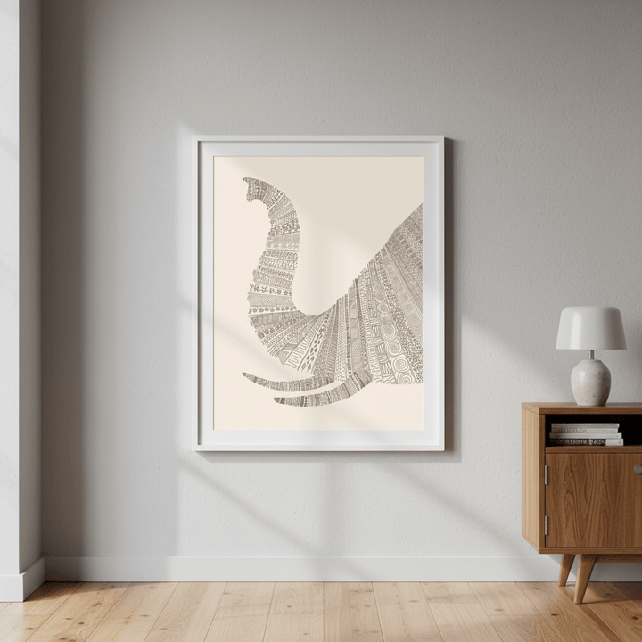 Elephant on Beige by Florent Bodart wall - art - picture - poster
