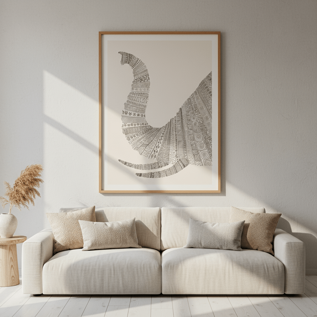 Elephant on Beige by Florent Bodart wall - art - picture - poster