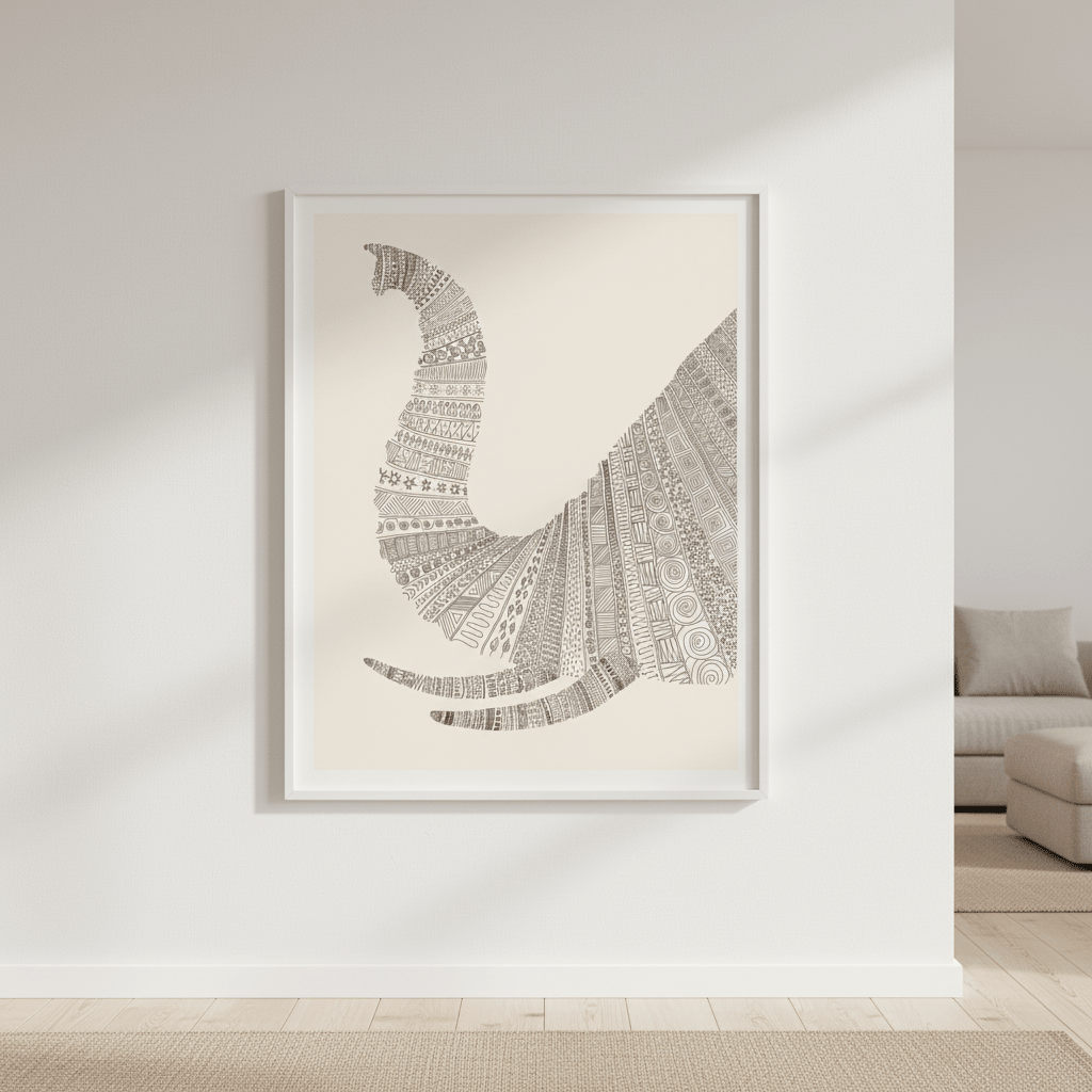 Elephant on Beige by Florent Bodart wall - art - picture - poster