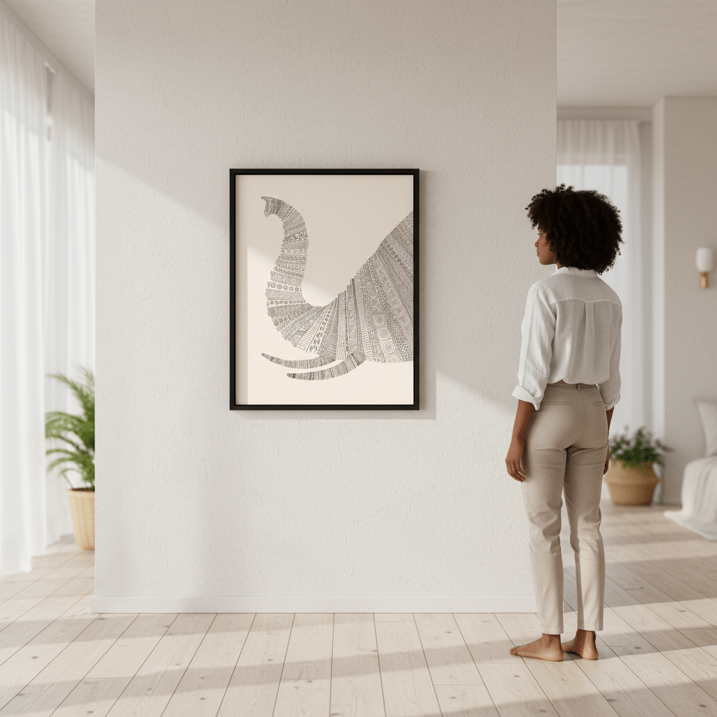 Elephant on Beige by Florent Bodart wall - art - picture - poster