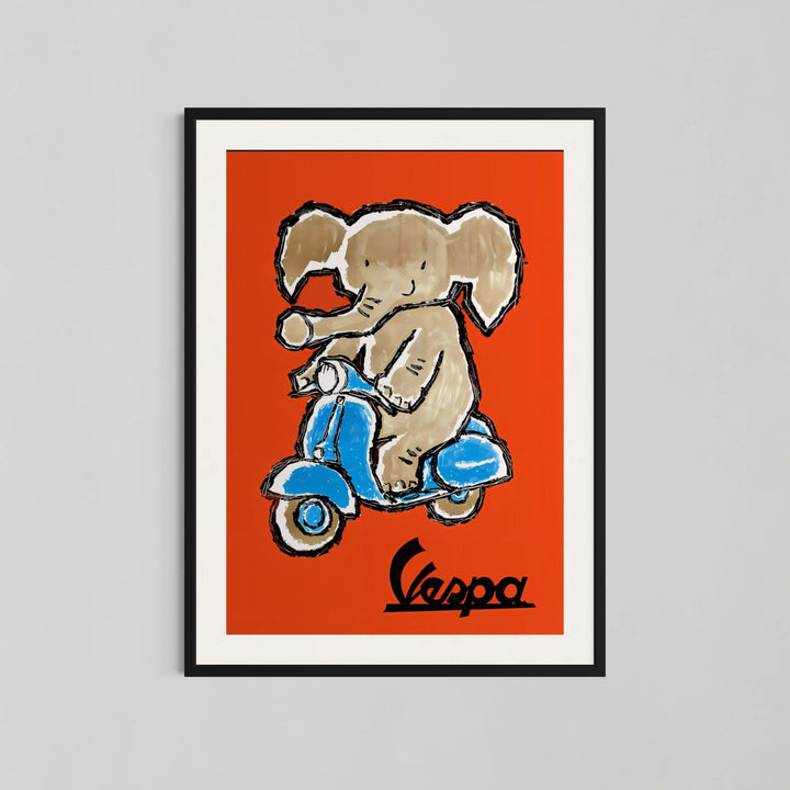 Elephant Riding Vespa Living Room Wall Art - Style My Wall