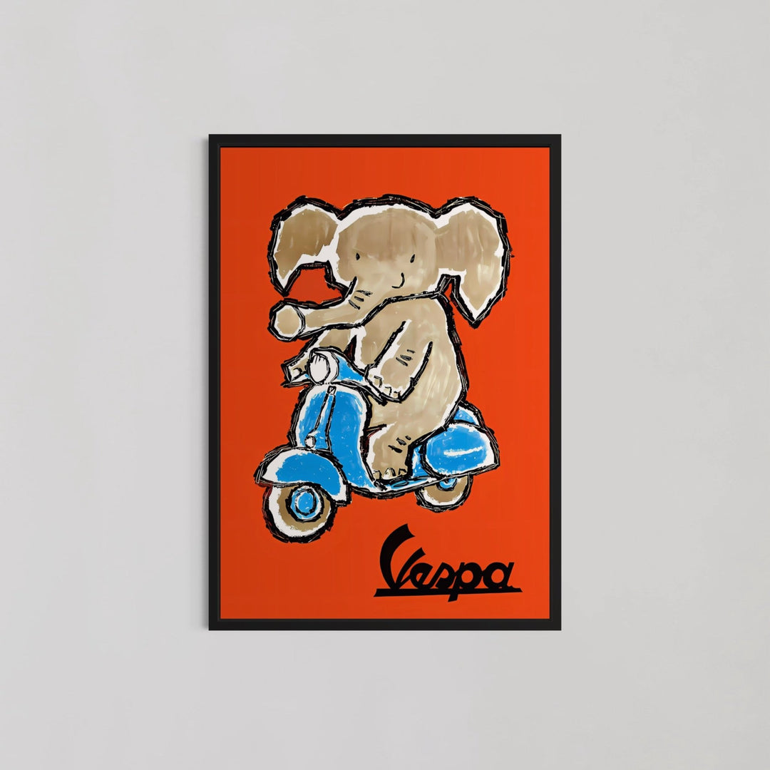 Elephant Riding Vespa Living Room Wall Art - Style My Wall