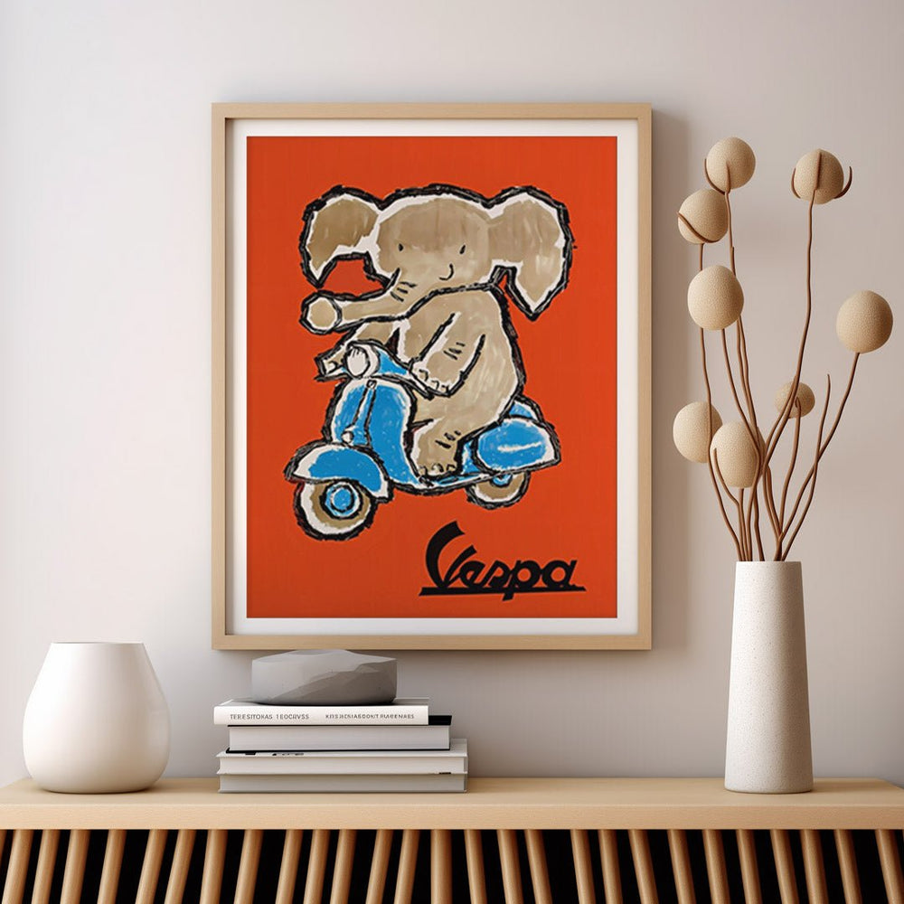 Elephant Riding Vespa Living Room Wall Art - Style My Wall