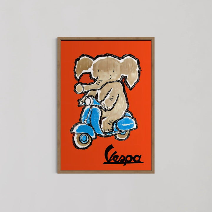 Elephant Riding Vespa Living Room Wall Art - Style My Wall