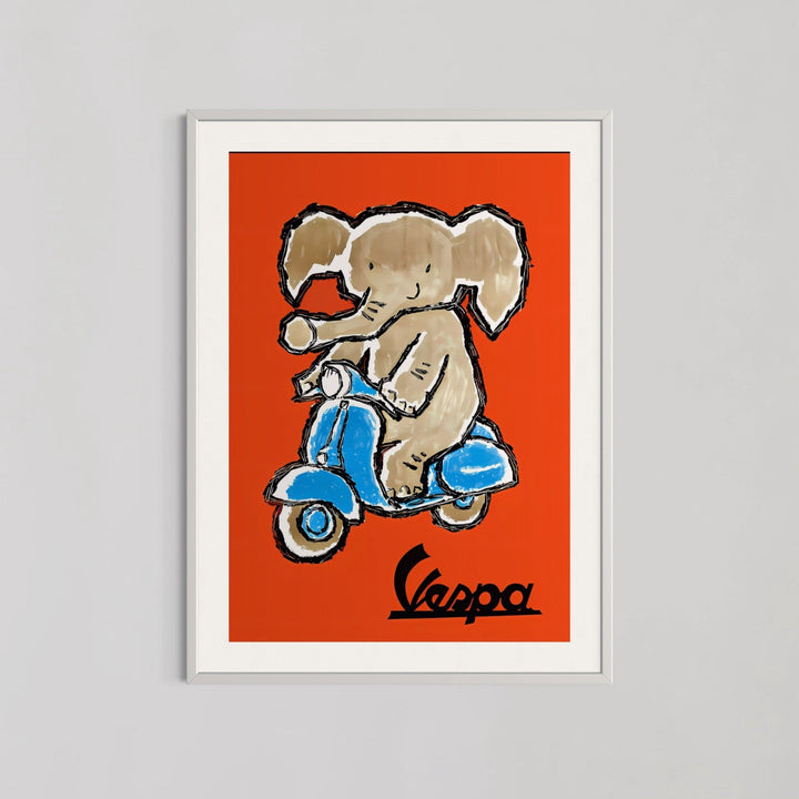 Elephant Riding Vespa Living Room Wall Art - Style My Wall