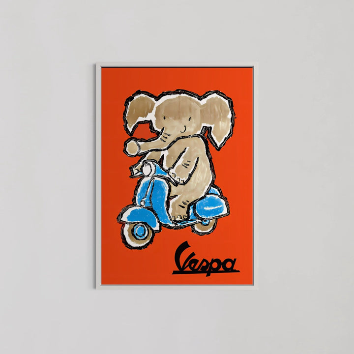 Elephant Riding Vespa Living Room Wall Art - Style My Wall