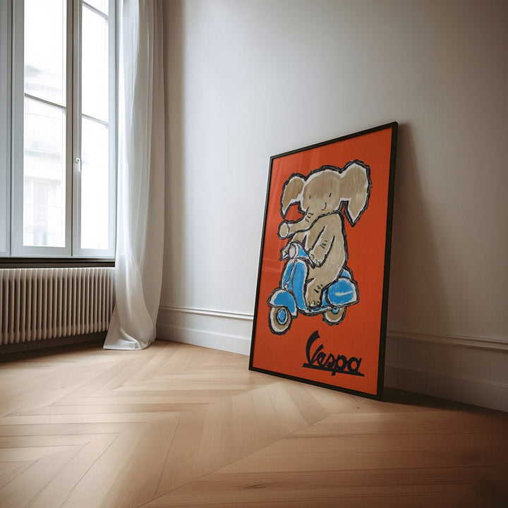 Elephant Riding Vespa Living Room Wall Art - Style My Wall